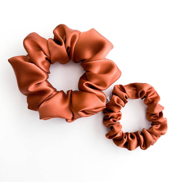 100% Silk Burnt Orange Scrunchie: MINI